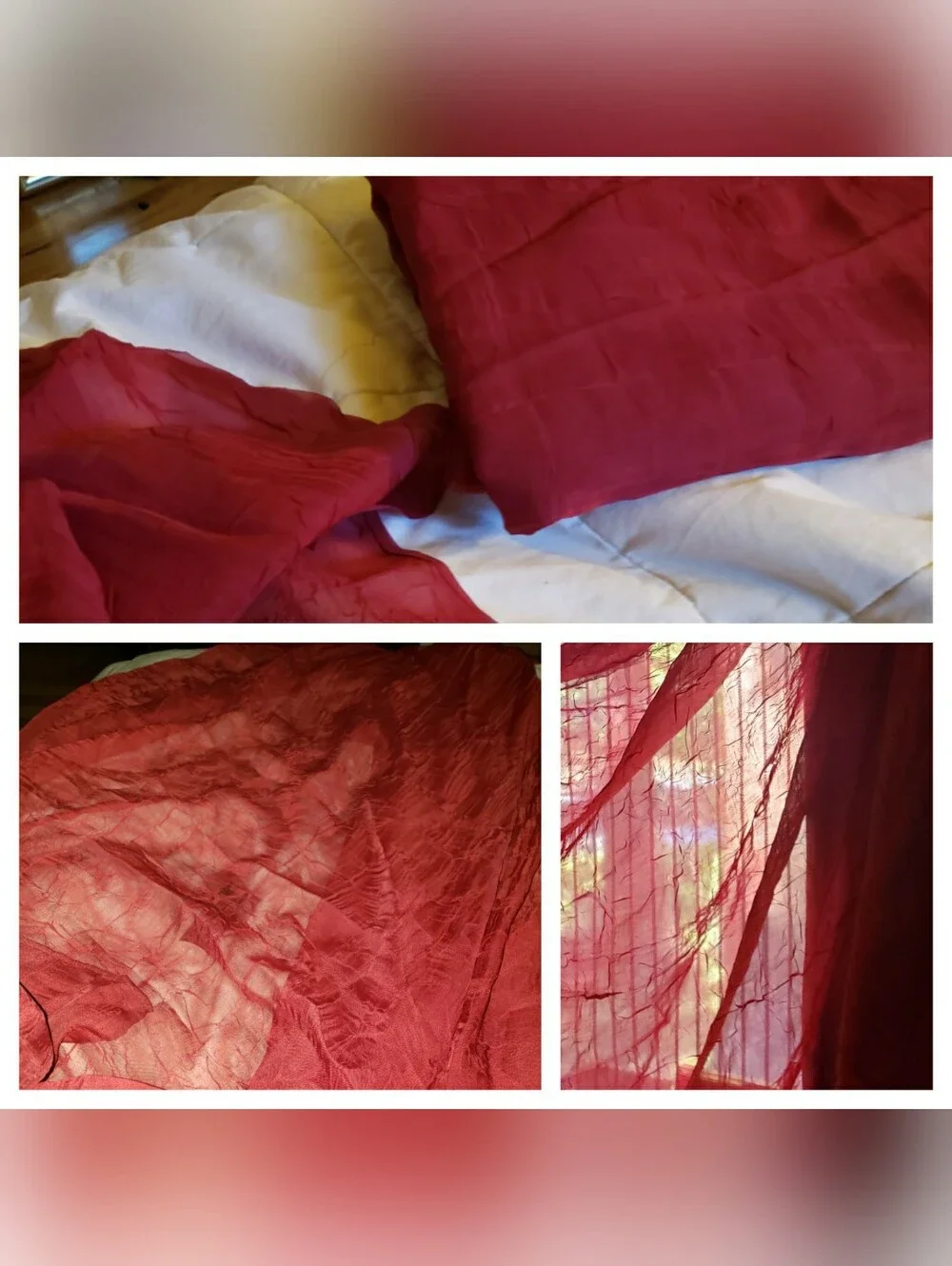 Maroon Sheer Crushed Fabric 5 Yards - Lightweight Drapery